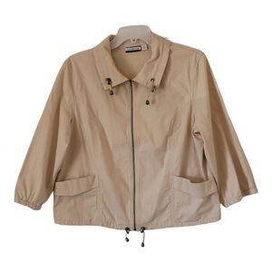Croft & Barrow L 3/4 Sleeve Tan Zip Up Drawstring Jacket